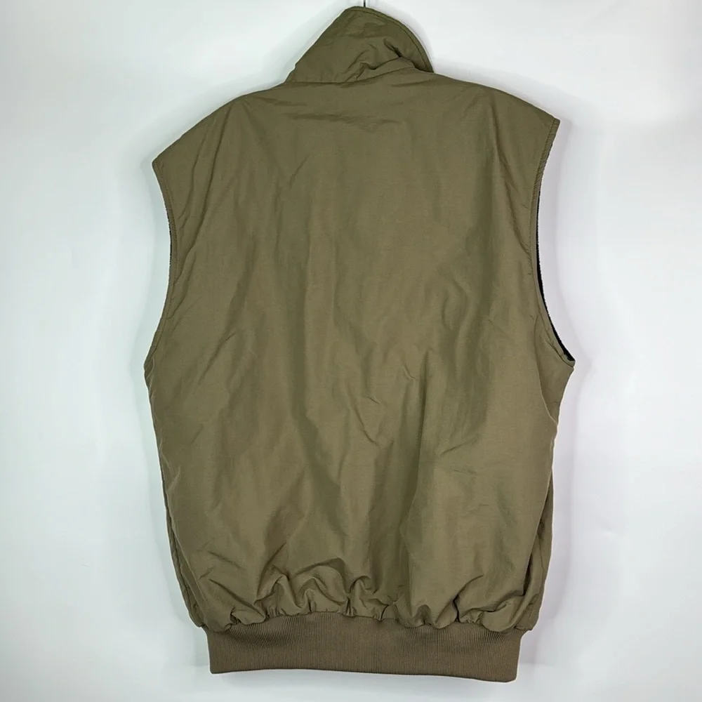 Vintage Columbia Tan Reversible Fleece Nylon Vest Size Medium Tall
